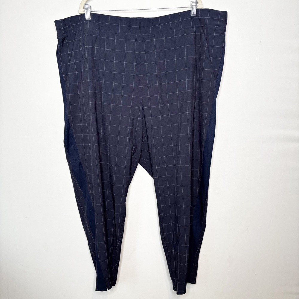 Athleta Brooklyn Textured Ankle Pant Size 26 Navy Windowpane Plaid Plus Size - Picture 10 of 10